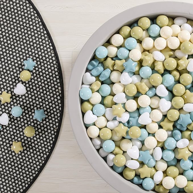 GOGOSO Ball Pit Balls,Plastics Balls for Ball Pit, Stars Hearts Shape for PastelBall for Toddlers Kids