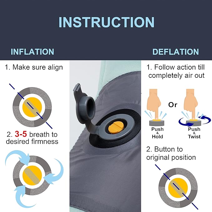 rioyalo X-Foam Inflatable Camping Pillow Lite with Removable Foaming Cover | Comfortable, Washable Ultralight Portable with Neck Lumbar Support | Backpacking, Hiking, Travel, Air | Small (Ocean Blue)