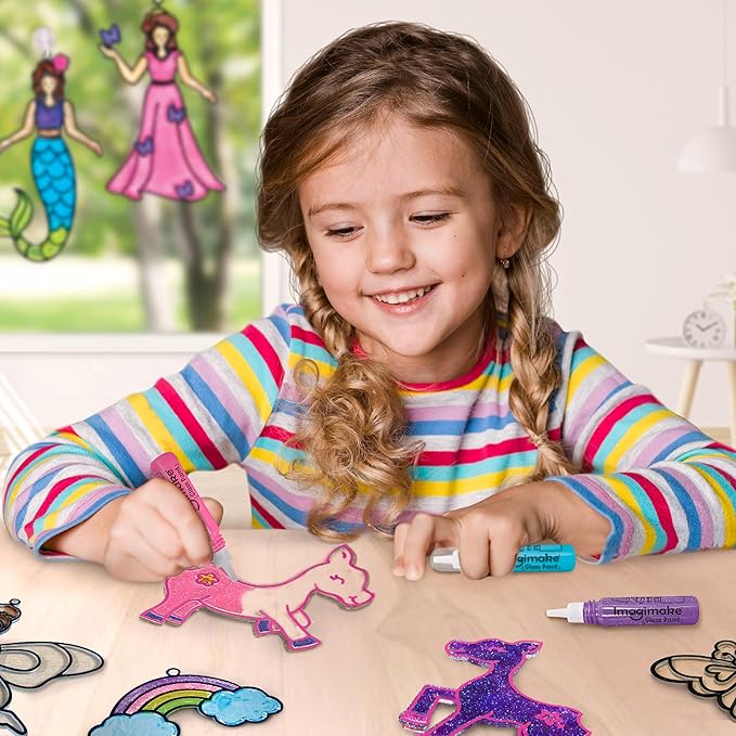 Imagimake Window Art Princess & Unicorn | Suncatcher Kit | Unicorn Toys for Girls Age 5-8 | Craft Kits for Girls Ages 8-12 | Gifts for 5 Year Old Girls