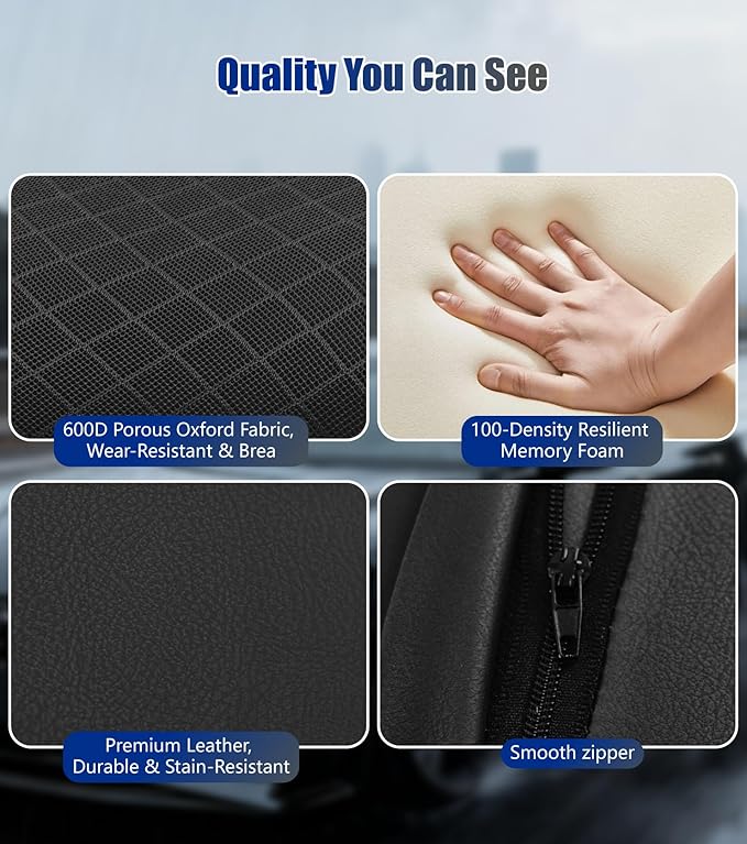 2Pcs Premium Car Neck Pillow – Car Headrest Pillow for Neck PainRelief with Premium Memory Foam,600D Oxford Fabric & 100D High Elastic Memory Foam – UltimateComfort Neck Pillow for Car, Driving