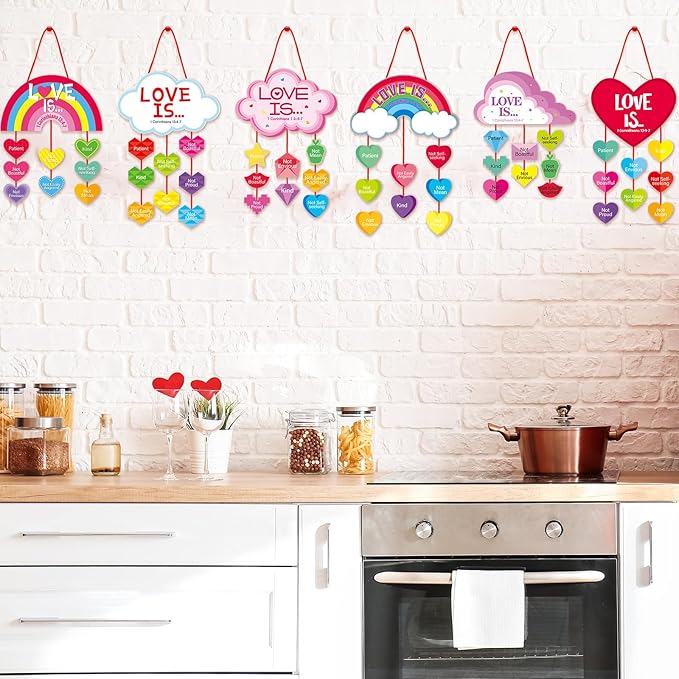 30 Sets Valentine's Day Crafts for Kids DIY Religious Valentines Heart Ornament Craft Kit Make Your Own Inspirational Valentines Gift for Valentine Sunday School Party Favor Game Activities