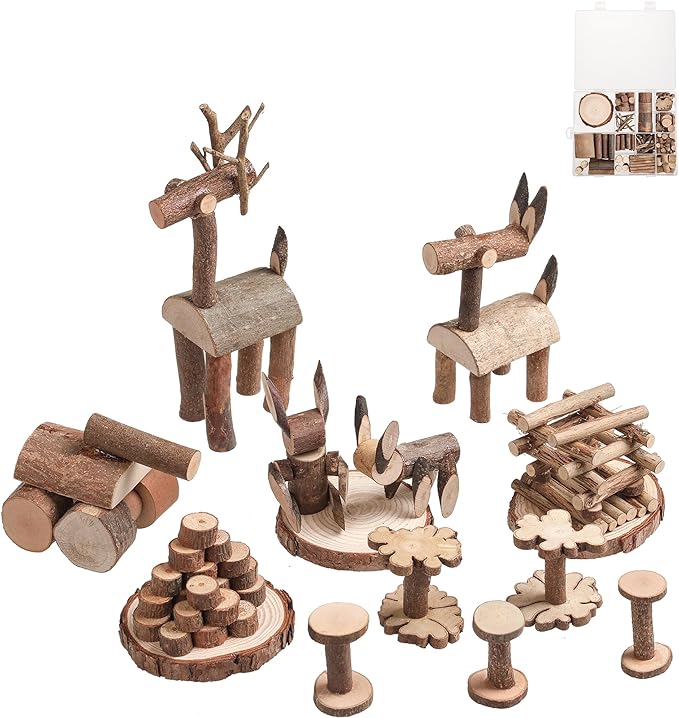 LAZACA Wood Craft Kits DIY for Kids Ages 5-20 Wooden Art Paint Bulk Crafts Garden Playset Loose Parts Play Materials L/21X17X4cm