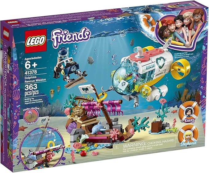 LEGO Friends Dolphins Rescue Mission 41378 Building Kit with Toy Submarine and Sea Creatures, Fun Sea Life Playset with Kacey and Stephanie Minifigures for Group Play (363 Pieces)