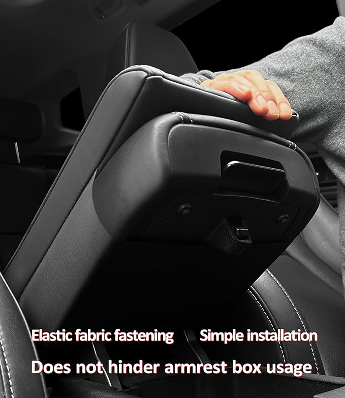 POKSRI Car Center Console Cover/pad PU Leather,Universal Armrest mat, Adjust Driving Posture Cushion,Protector Box,Memory Foam,Relieves Shoulder/arm Fatigue,Boosting Driving Safety