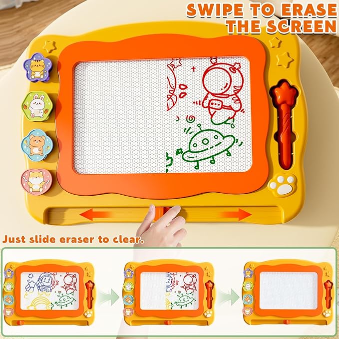 Large Magnetic Drawing Board for Toddlers, Magnetic Doodle Board for Kids, Etch A Sketch Magnet Erasable Writing Pad, Preschool Education Travel Toys for Kids Boys Girls Age 3 4 5 6 7 8 Years Old