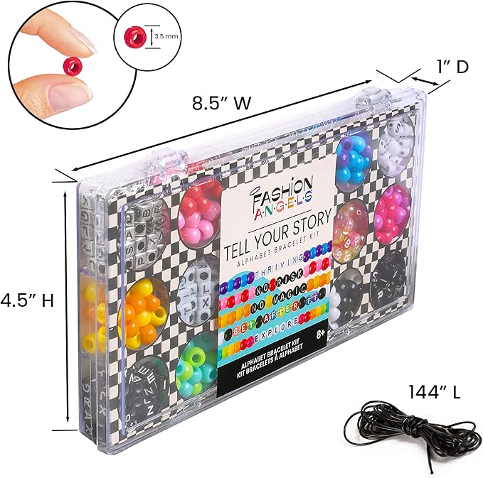 Fashion Angels Alphabet Bead Kit, 500+ Colorful Charms and Beads With Small Bead Organizer - Preppy Bracelet Making Kit for Teen Girls, Recommended for Ages 8 And Up