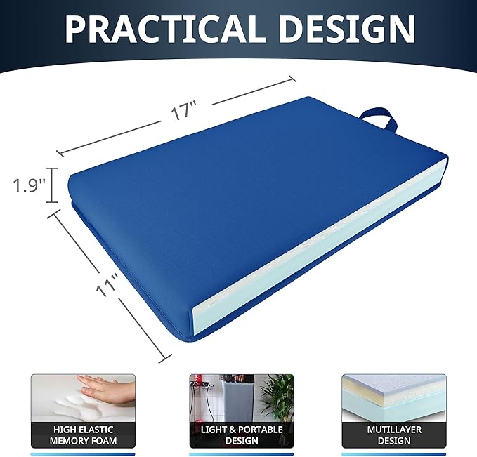 Extra Thick Kneeling Pad, Bath Kneeler Pad, Garden Kneeling Pad for Knee, Water Resistant Soft Memory Foam Cushioning for Workout, Yoga, Bathing, Physical Therapy, Prayer Pillow, Blue