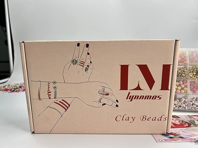 Clay Beads 8500 Pcs 2 Boxes Bracelet Making Kit - 24 Colors Polymer Clay Beads for Bracelet Making Set - Heishi Disc Beads for Jewelry Making kit with Charms and Gift Pack for Girls