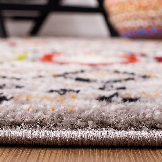 SAFAVIEH Amsterdam Collection Runner Rug - 2'3" x 22', Light Grey & Multi, Moroccan Boho Design, Non-Shedding & Easy Care, Ideal for High Traffic Areas in Living Room, Bedroom (AMS108G)
