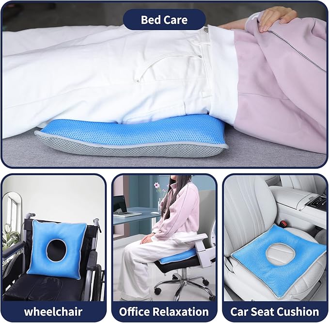 Tailbone Pain Relief Cushion, Donut Pillow Seat for Anti-Bedsore & Sitting Comfort. Wheelchair & Office Chair Cushion with Lift for Legs & Buttocks. for Car, Bed Use