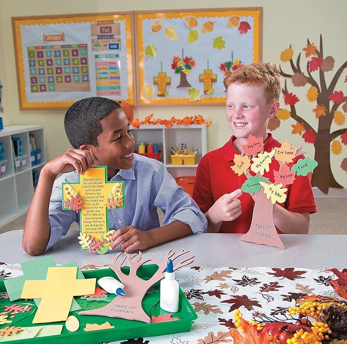 4E's Novelty Thanksgiving Craft for Kids (Makes 4) Includes - Thankful Tree, Turkey Plate Craft, Pilgrim Magnet, Turkey Monster - Foam Craft Dinner Activity for Toddlers, Kids, Adults