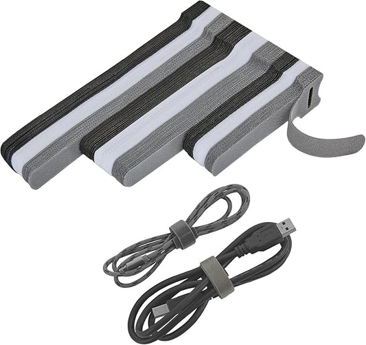 NBTORCH 120 PCS Reusable Cable Ties with Hook and Loop, Multi-purpose Adjustable Cable Management Wire Ties Cable Straps for Organizing Home, Office and Data Centers (Black+White+Grey, 4"-6"-8")