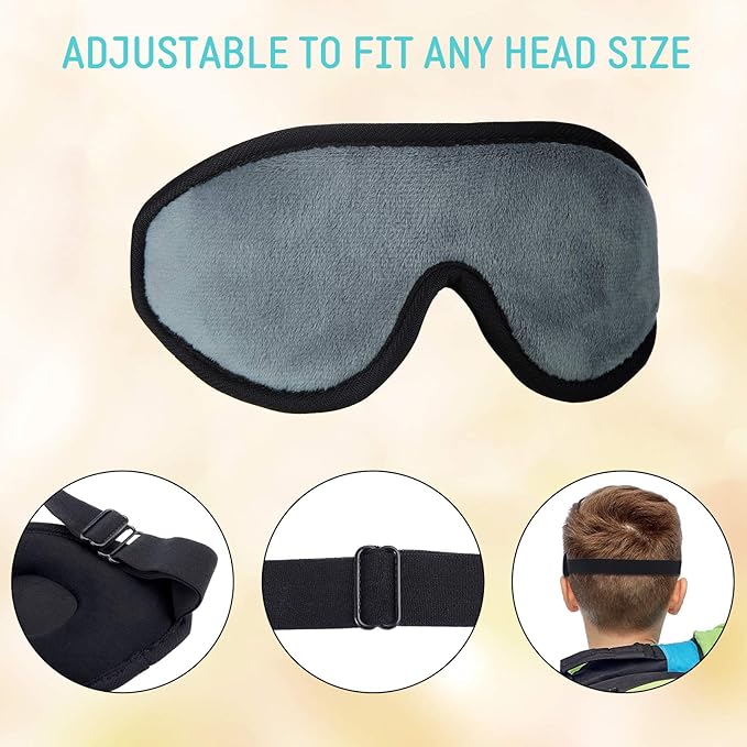 2 Pieces 3D Sleep Mask for Kids Memory Foam Contoured Eye Mask, Travel Sleep Eye Cover with Adjustable Strap, 3D Blindfolds(Pink and Grey)