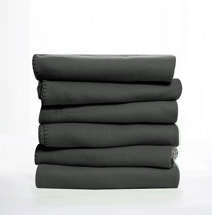 Special SG Glory Fleece Throw Blanket Set Bulk for Travel Kids Outdoor Wedding Pet (Black Grey, Pack of 6 50x60 Inches)