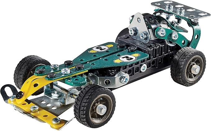 Meccano by Erector 5 in 1 Roadster Pull Back Car Building Kit, STEM Engineering Education Toy for Ages 8 and up
