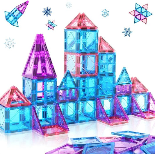 Magnetic Tiles Toys for 3 4 5 6 7 8 Year Old Boy Girls Kids Beginner Set,Magnetic Building Blocks Learning Toys for Toddlers Age 2-4 3-5 4-5 5-6 6-8 Birthday Christmas Ideas (20PCS Blue & Purple)