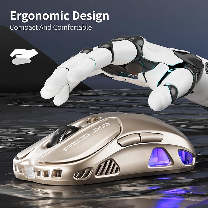 Uciefy Wireless Bluetooth Mouse, Dual Mode (BT5.1&2.4GHz) Rechargeable LED Wireless Mouse, Ergonomic Computer Mice for Laptop/PC/Mac-Bronze