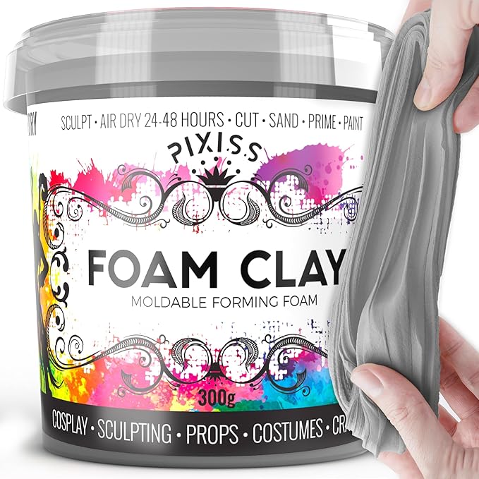 Foam Clay Air Dry Modeling Clay - Moldable Cosplay Soft Clay for Slime Add Ins, Molding Clay for Sculpting with Eva Foam - 300 Gram Gray Air Dry Clay