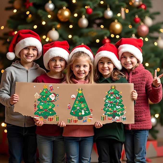 JOYIN 36 Pcs Christmas Tree Stickers Make Your Own Xmas Stocking Stuffers, Holiday Presents, Green Stickers for Kids Party Favor, Art Craft Supplies, Classroom Activities Game