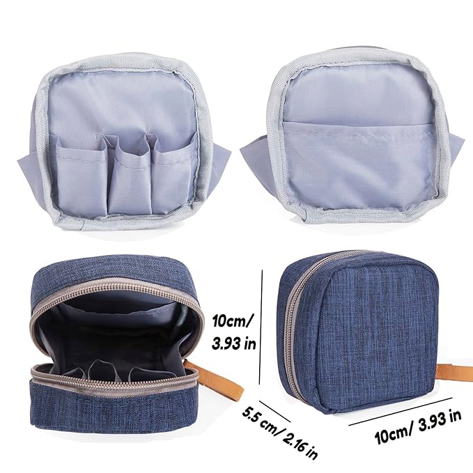 Hekyip Mini Cosmetic Bag, Travel Makeup Pouch, Portable Waterproof Cosmetic Pouch for Ladies Women, Mini (Mini Navy Blue)