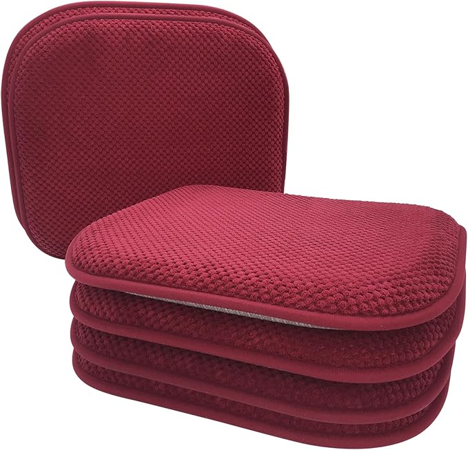 Wine Red Foam Seat Cushions Kitchen Chairs Pads for Dining Chairs 6 Pack Non Slip Patio Seat Cushions Washable U Shaped Soft Thick Large Metal Wooden Chair Cushions,17" x 15"