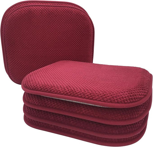 Wine Red Foam Seat Cushions Kitchen Chairs Pads for Dining Chairs 6 Pack Non Slip Patio Seat Cushions Washable U Shaped Soft Thick Large Metal Wooden Chair Cushions,17" x 15"