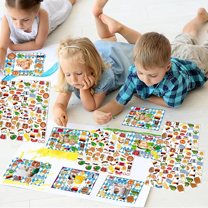 30 Packs Oktoberfest Picture Frame Craft Kits for Kids Oktoberfest DIY Craft Set with Germen Bavarian Festival Stickers Home Classroom Indoor Game Activities