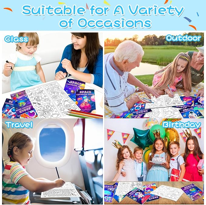 24 Pack Outer Space Coloring Book for Kids Astronaut Alien Rocket Coloring Book Bulk Space Drawing Books Galaxy Activity Books for Solar System Birthday Planet Party Decor Goodie Bag Gift Stuffer