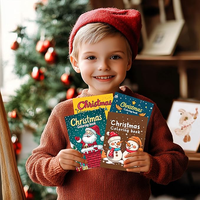 48 Pack Christmas Coloring Books for Kids Girls Boys, Bulk Coloring Books Xmas Holiday Party Favors Gifts, Xmas Stockings Goodie Bags Stuffer Filler Fun Holiday Party Supplies - B