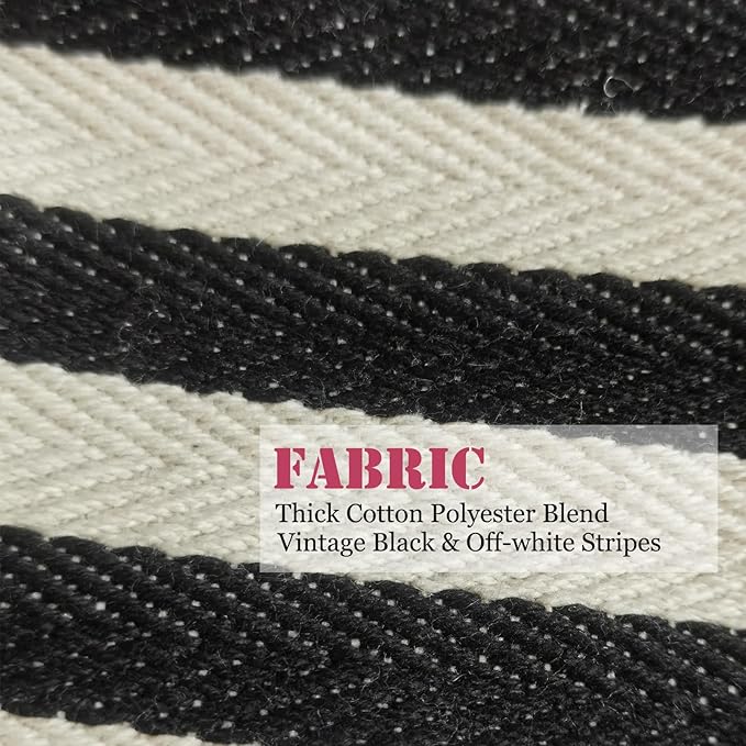 HAPPYHEIDI Large Stripe Makeup Bag Cosmetic Toiletry Travel Pouch, Purse Organizer, Canvas Lined, Black White, Large