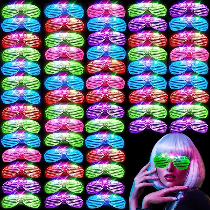 84 PCS LED Glow Glasses, Glow in The Dark Party Supplies 2025 for Kids/Adults, Light Up Glasses for Rave Party,Wedding, Birthday, Concert, New Year, Carnival