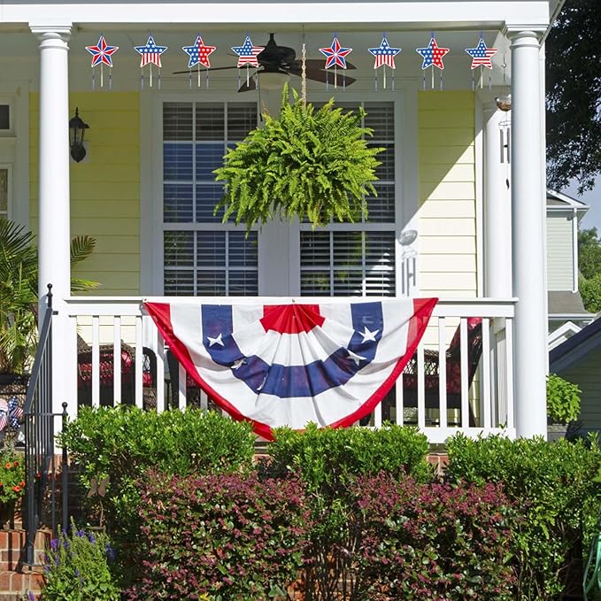 Fennoral 12 Pack Star Wind Chime Kit for Kids Make You Own Patriotic Star Wind Chimes DIY Colorful 4th of July Craft for USA Independence Day Ornaments 4th of July Art Activity