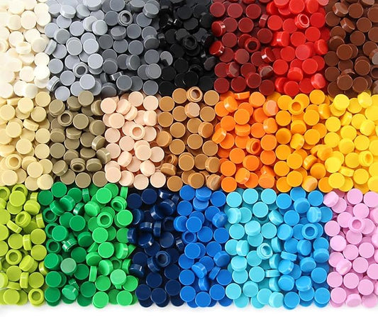 Feleph Custom 1×1 Round Flat Tiles 2200PCS Bricks MOC Parts and Pieces, 22 Colors Bulk Studs Building Accessories for Smooth Surface, Mosaics and Pixel Art Toy Dots Compatible with Major Brands 98138