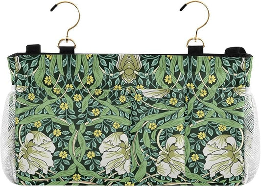 Bedside Caddy for Dorm Bed Bedside Hanging Caddy Bag Iron Frame Storage Organizer Pocket for Bunk Home College Hospital Beds 2 Hooks