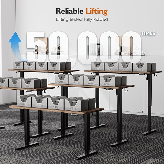 Monomi 59 inch Electric Standing Desk with Memory Preset, Adjustable Height Standing Desk for Home Office & Gaming, Large Computer Desk with Anti-Collision, Rustic Brown