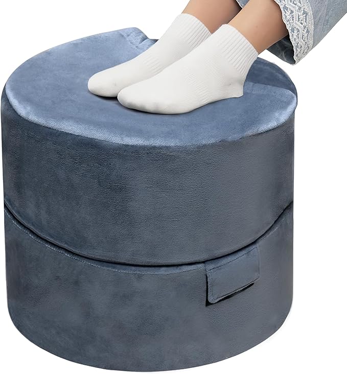Eiury Foot Rest for Under Desk at Work – Extra Tall 2-Layer Adjustable Leg Support with Cozy Foot Pocket, High-Density Foam & Washable Dutch Velvet Cover for Short People, Office, Home & Gaming