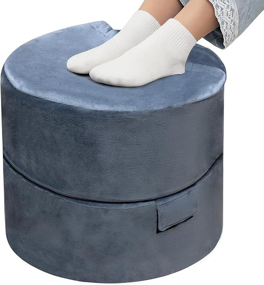 Eiury Foot Rest for Under Desk at Work – Extra Tall 2-Layer Adjustable Leg Support with Cozy Foot Pocket, High-Density Foam & Washable Dutch Velvet Cover for Short People, Office, Home & Gaming