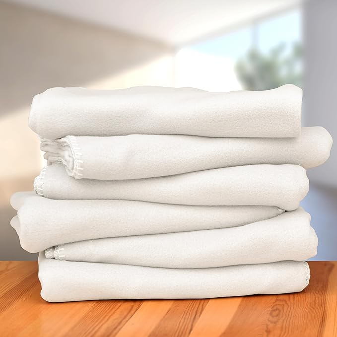 Special SG Glory Fleece Throw Blankets Bulk Fleece Blankets Solid Wholesale Lightweight Warm Soft for Pet Bed Sofa Couch Office Wedding Gifts Travel Seasons White 50x60 Inches Pack of 6