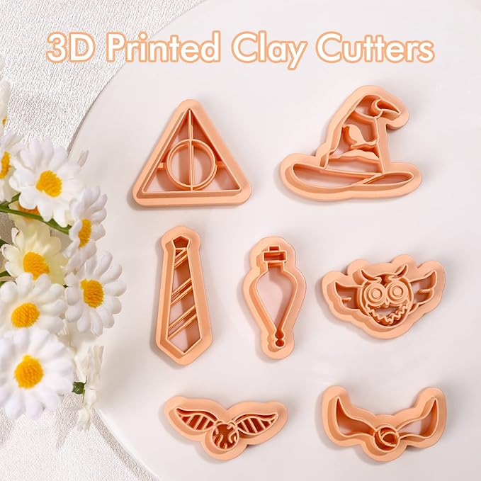 Puocaon Polymer Clay Jewelry Cutters - 7 Pcs Wizard Hat Clay Cutters for Polymer Clay Jewelry Making, Magic Owl Clay Cutters, Clay Cutters for Earrings Making, Magic Potion Shape Clay Cutters Set