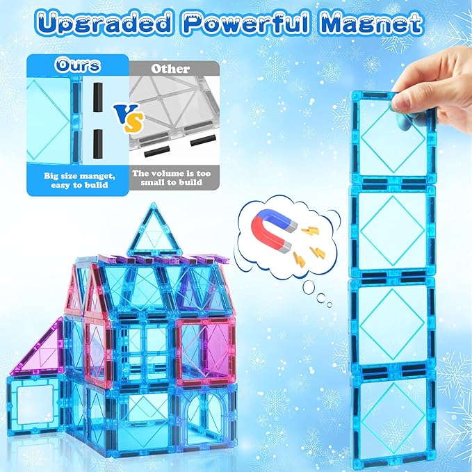 Magnetic Tiles Toys for 3 4 5 6 7 8 Year Old Boy Girls Kids Beginner Set,Magnetic Building Blocks Learning Toys for Toddlers Age 2-4 3-5 4-5 5-6 6-8 Birthday Christmas Ideas (20PCS Blue & Purple)
