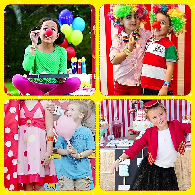 Carnival Party Favors 60 PCS Circus Carnival Clown Animal Slap Bracelets Wristbands for Kids Carnival Theme Birthday Party Decorations Supplies Baby Shower Classroom Rewards Gifts