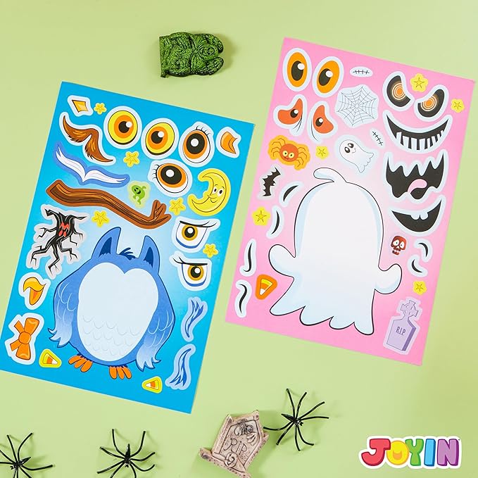 JOYIN 36 Pcs Halloween Make a Face Stickers for Kids, Halloween Crafts Party Supplies, Halloween Party Favor, Funny Stickers with 9 Designs, Halloween Games Classroom Art Activities Goodies Treats
