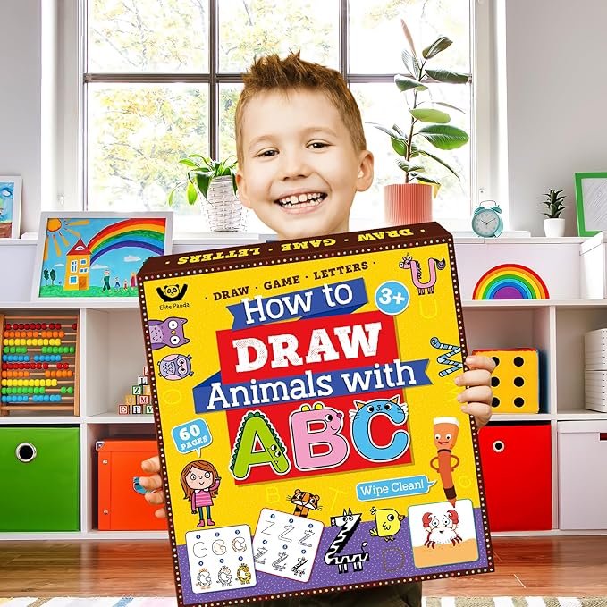Elite Panda Preschool Learning Activities How to Draw with Alphabet, Letters Tracing Book for Kids Ages 3-5 Toddler Educational Game Coloring Kit Art Craft Supplies Toy Gifts Boy Girl 4-6 Years Old