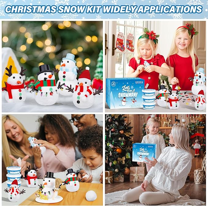 16 Pack Snowman Kit, Build a Snowman Craft Kit for Kids, Christmas Craft Creative Air Dry Clay Modeling Dough Crafts, Enhance Creativity Gifts Christmas Winter School Xmas Creative Supplies Decoration