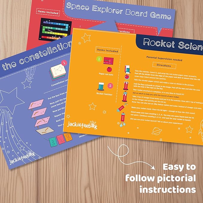 jackinthebox Space Science 6-in-1 Craft Kit Gift for Kids Ages 6-10, Solar System Science Kit for Kids, Space Toys for Kids, Easy DIY STEM Toy for Boys and Girls Ages 6 7 8 9 10