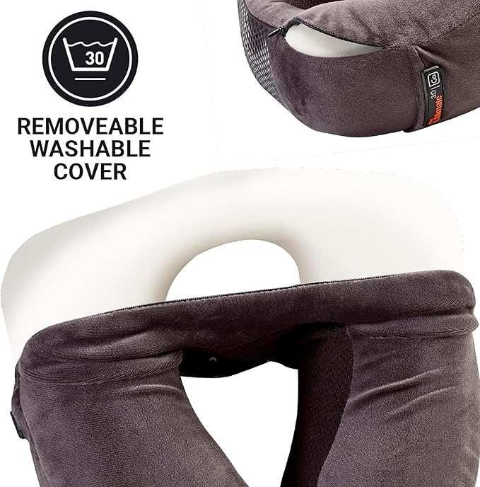 Ultimate 3.0 Travel Pillow, Deluxe Memory Foam Neck Pillow for Uninterrupted Rest, Ideal for Everyday Commute, Airplane, Car, and More, Travel Essentials, Made in USA, Dark Gray