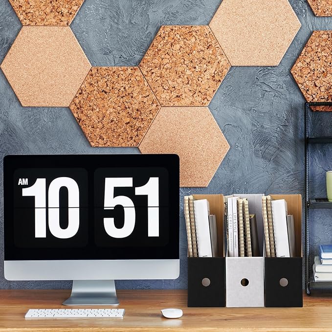 Thenshop 24 Pcs Cardboard Magazine File Holders Magazine Book Bin Box with Label Sticker Paper Organizer Storage Folder for Desk Shelves School Classroom Office Supplies (Classic,Black and White)