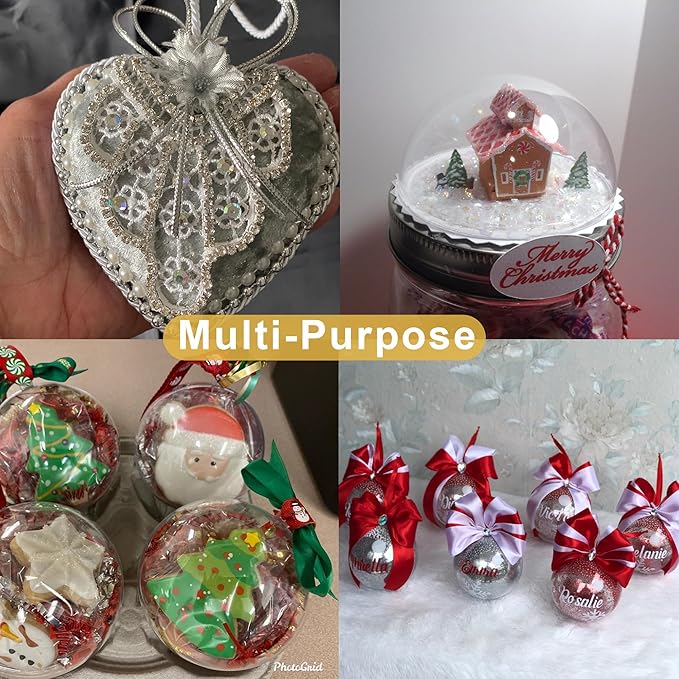 Clear Plastic Ornaments, Pack of 10 Individual 80mm Clear Plastic Heart Christmas Ornaments,Fillable Balls for Christmas Tree Decor, Wedding Party, DIY Crafts by S SEEKINGTAG