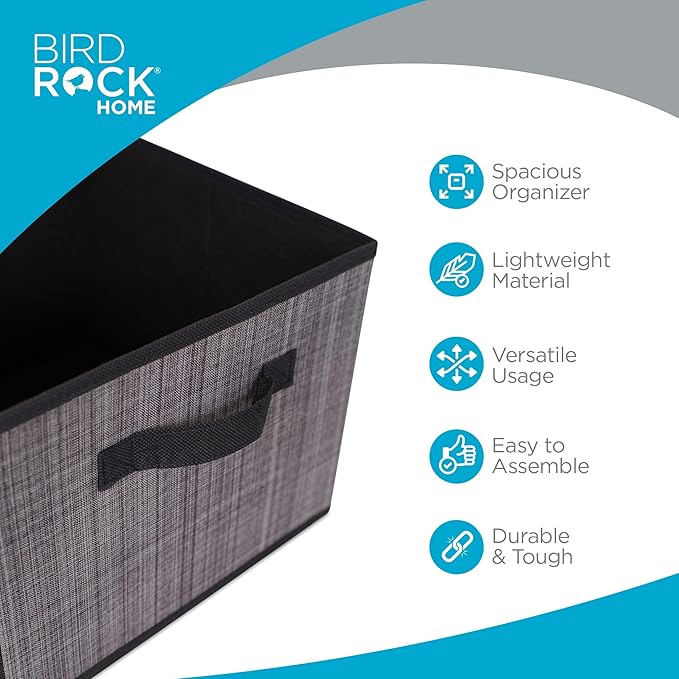 Internet's Best Replacement Extra Drawers for Hanging Closet Organizer - Canvas Storage Bins for Clothes, Sweaters, Shoes, Accessories - College Dorm Room Essentials, Small Space Organizer - Grey