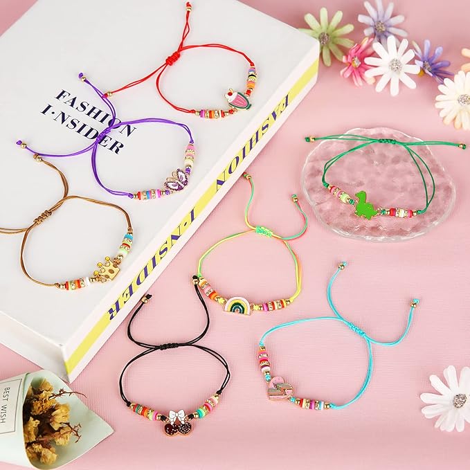 20 Pcs Colorful Unicorn Bracelet Girls Rainbow Unicorn Heart Beaded Bracelet Stretchy Costume Jewelry Set Party Favors Gifts Friendship Bracelets for Kids Little Girls